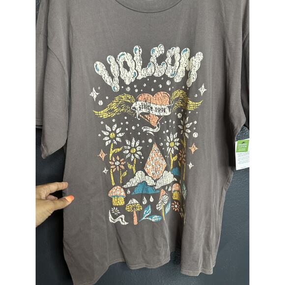 Volcom Stones Throw Short Sleeve Tee T-Shirt, Slate Grey Women's Size M/L - Picture 5 of 9